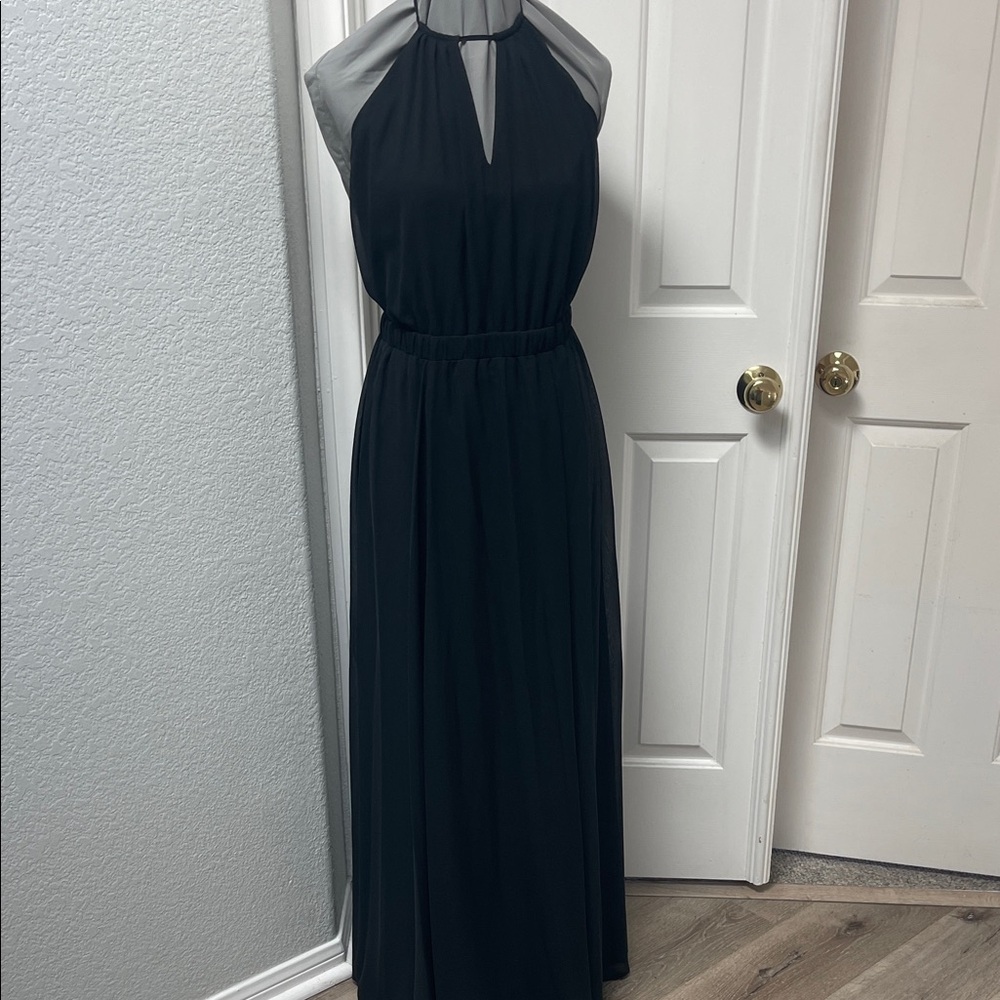 Express Black Halter Maxi Dress with Keyhole